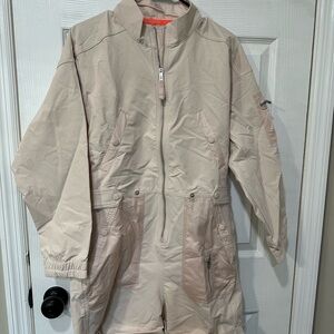 Beige Zip-Up Jumpsuit